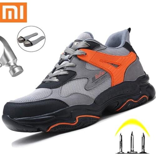 Xiaomi Mens Safety Shoes With Steel Toe Protection Anti-smashing Anti-piercing Breathable Lightweight Work Shoes 2021 New