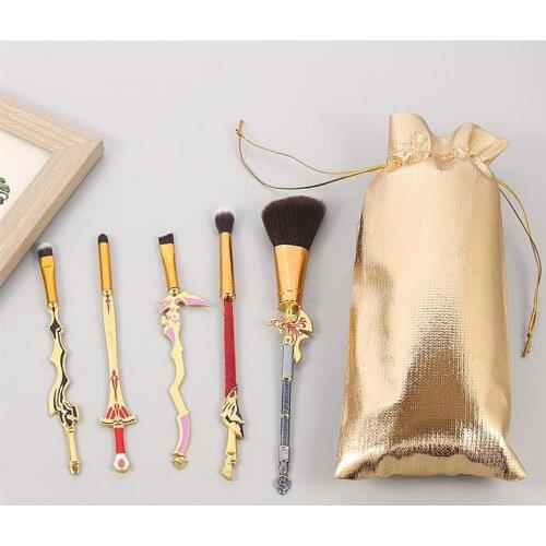 5pcs Fate/ Stay Night Makeup Brush Set Hot Anime Cosmetic Anime Peripheral Cosplay Gift Makeup Brushes for Women Teen Girls