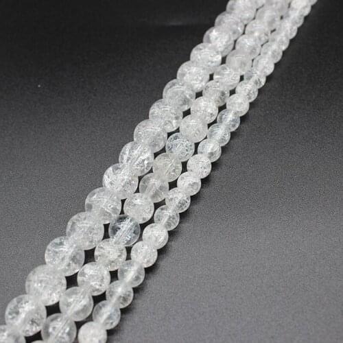 Natural White Cracked Crystal Stone Round Beads 4/6/8/10/12mm For Diy Bracelet Accessories Jewelery Making 15inch/strand
