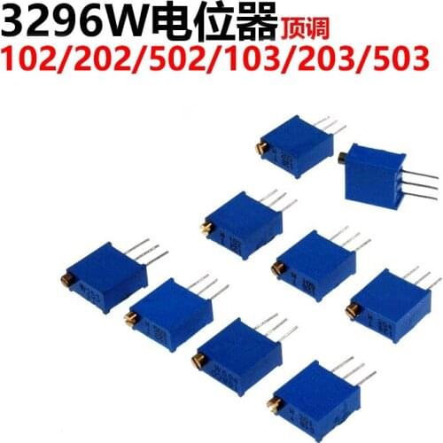 New 10pcs/lot 3296W 102/202/502/103/203/503 1K 2K 5K 10K 20K 50K ohm Trimpot Trimmer Potentiometer