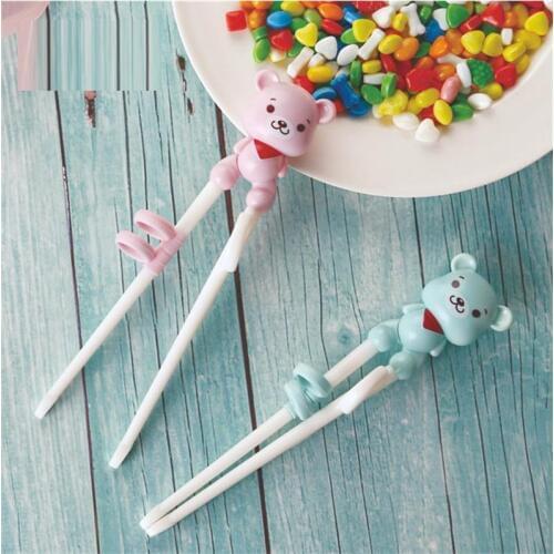 1 Pair Cute Pink/Blue Color Cute Bear Learning Training Chopstick Kid Children Chinese Chopsticks Kids Learner Gifts Eating Tool
