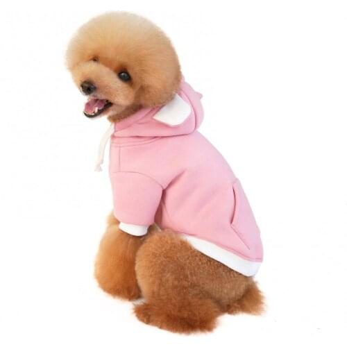 Autumn Winter Warm Solid Color Pocket Hoodie Sweater Pet Dog Puppy Coat Clothes