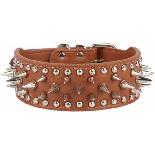 PipiFren Spiked Big Dogs Collars Accessories Belt Supplies For A Small Large Dog Necklace Leather Pets Collar accessoire chien