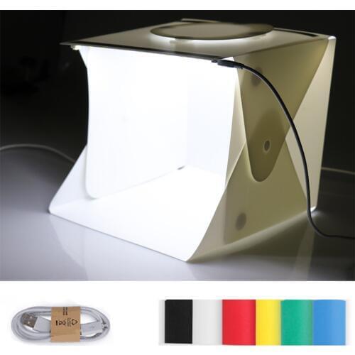 Practical Folding Light Box Photography Photo Studio Box 6 Backdrops With Dual LED Strip Lights For Small Articles Photographys