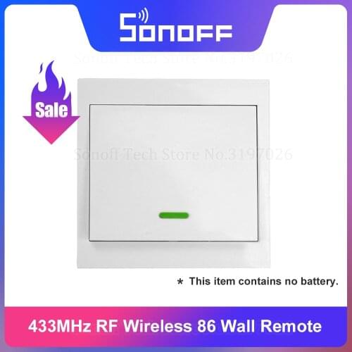Itead Sonoff 433MHz RF Wireless 86 Wall Sticky Switch Remote Controller Work with SONOFF T1 T2 T3 Switch Like 2 Way Controlled