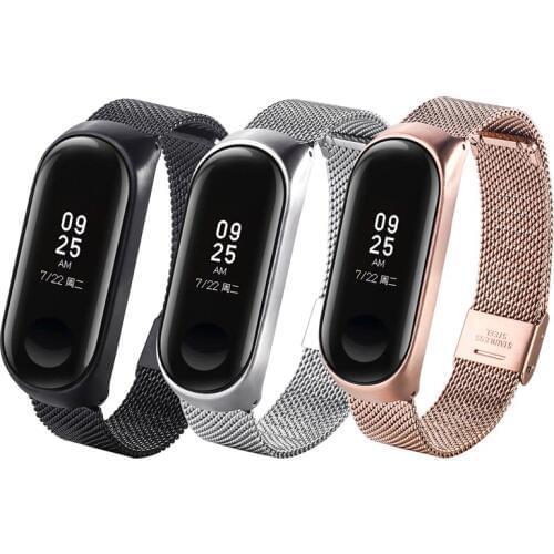 Smart Watch Band for Xiaomi Mi Band 3 Stainless Steel Bracelet Straps Replace Metal Milanese Wrist Belt for Mi Band 3 Wrist Band