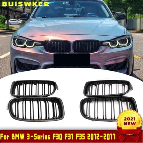 1Pair Gloss Black Front Grille/Grilles Kidney For BMW 3-Series F30 F31 F35 2012-2017 Car Styling