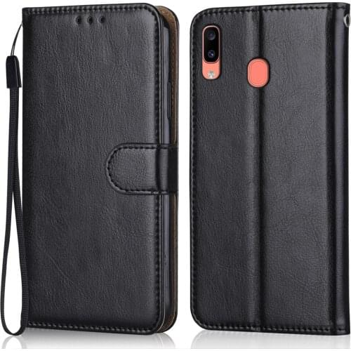 Folio Luxury Leather Case for On Samsung Galaxy A20e A202 A202F SM-A202F 5.8'' Wallet Stand Flip Case Phone Bag with Strap