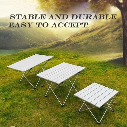 Outdoor Aluminum Folding Collapsible tableware Camping Fishing Table with Carrying Bag for Picnic Beach Size L 68*45.8cm