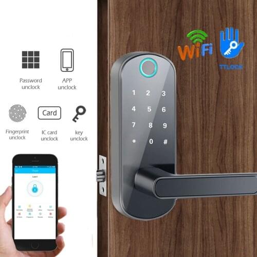 TTLock Biometric Fingerprint Lock Security Intelligent Smart Lock With WIFI APP Password RFID Unlock Door Lock Electronic Hotels