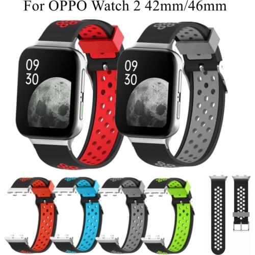 Sport Silicone Watch Strap For OPPO Smart Watch 2 42mm 46mm Rubber Watchband Smartwatch Bracelet Breathable For OPPO Watch 2