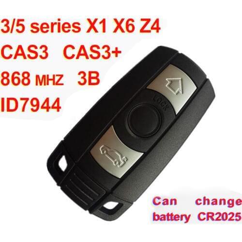 3 Button Smart Key For BMW 3 5 series X1 X6 Z4 With ID7944 Chip 868 Mhz Car Alarm Keyless Entry Fob (CAS3 CAS3+ System)