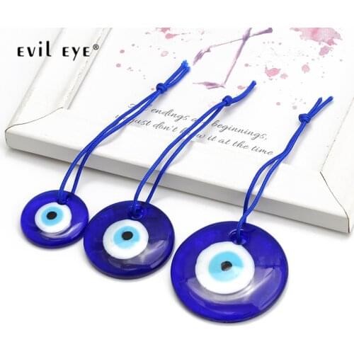 EVIL EYE Dropping Oil Glass Round Blue Turkish Evil Eye Pendant Wall Hanging Handmade Deoration for Home Living Room Car BE197