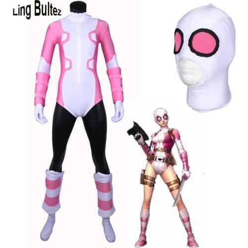 Ling Bultez High Quality Gwen Pool Costume Pink Gwenpool Suit Lady Deadpool Spandex Suit