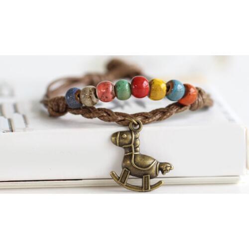 High Quality Manual Carved Exquisite White Clay Ceramic Chinese Style Hand-Woven Bracelet Adorn Article Free Shipping #1451