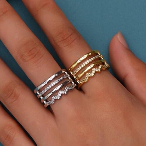 Punk Gold Silver Color Open Rings For Women Men Vintage Adjustable Stackable Link Twisted Ring Fashion Jewelry Gift