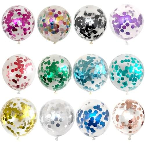 10pcs 12inch shiny confetti balloons transparent paper foil confetti globos 1cm glitter Sequins wedding birthday party decors