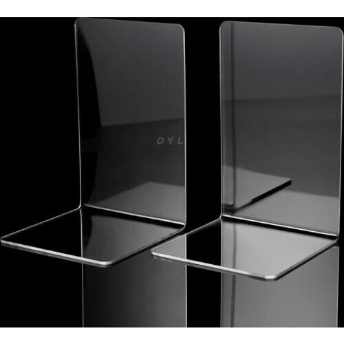2Pcs Clear Acrylic Bookends L-shaped Desk Organizer Desktop Book Holder School Stationery Office Accessories
