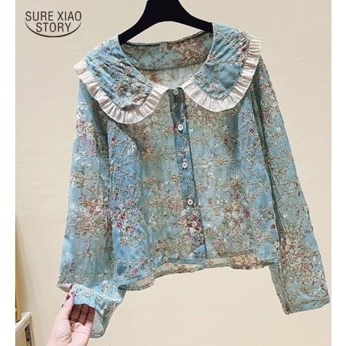 2021 Elegant Light Mature Shirt Lady Autumn Crocheted Temperament Shirt Women Comfort All-match Long-sleeved Shirt Female 15844