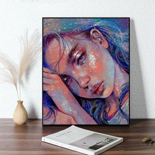 5D DIY Shiny Girl Portrait Embroidery Mosaic Diamond Painting Square/Round Diamond Craft Art Decoration Decoration Gift