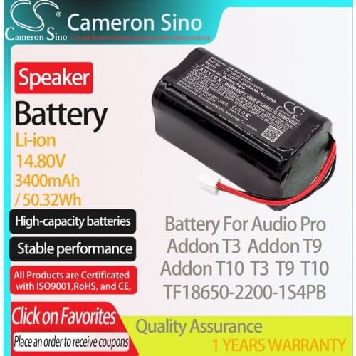 CameronSino Battery for Audio Pro Addon T3 Addon T9 Addon T10 T3 T9 T10 fits Audio Pro TF18650-2200-1S4PB Speaker Battery 14.80V