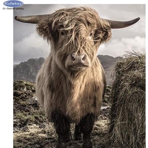 DIY Diamond Painting Cross Stitch Highland Cow Needlework 3D Diamond Embroidery Full Diamond Mosaic Crystal Decorative