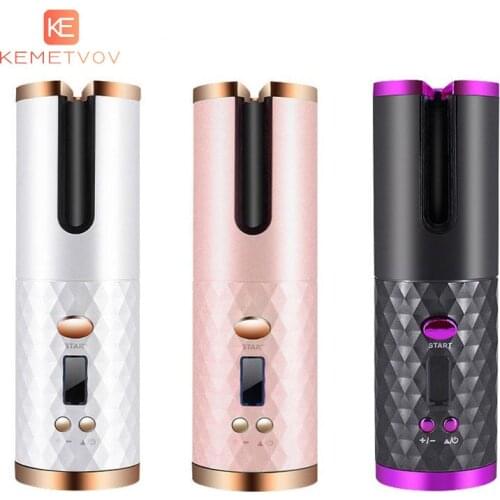 Portable wireless automatic curling iron USB rechargeable LCD curling machine Temperature Adjustable styling tool Wave Styer