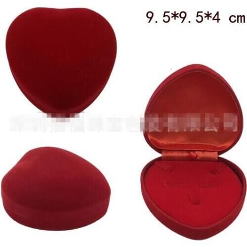 100pcs/lot Red Heart Shape Velvet Jewelry Set Box Earring/Rings/Necklace Storage Box Wedding Jewelry Set Gift Boxes Organizer