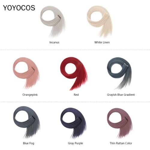 YOYOCOS 60CM Long Straight Hairpiece Colored Orangepink Flaxen Extensions Hairpiece Clip In One Piece For Hair Synthetic Hair