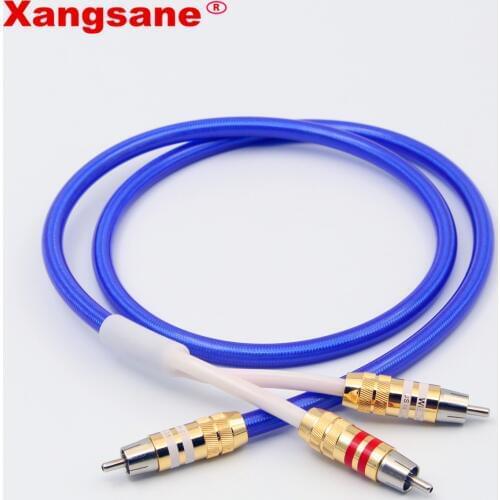 Xangsane Hifi 1RCA to 2RCA Cable Hi-end 4 core oxygen-free copper Silver-plated Dual RCA Male to Male Subwoofer Audio Cable