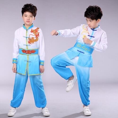 Chinese Traditional Wushu Clothing Kid Kungfu Tai Chi Costumes outfits Shaolin Martial Arts Stage Performance uniforms for boys