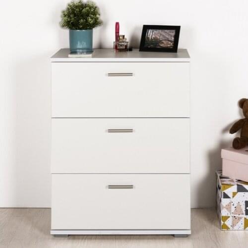 Chest of Drawers White Modern 3 Drawer Dresser Cabinet MDF Wooden Top High Gloss Finish for Living Room Enterway Home Decor