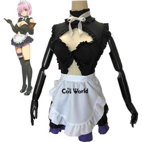 Fate Grand Order Mash Kyrielight Sexy Tube Tops Maid Apron Dress Uniform Outfit Anime Cosplay Costumes