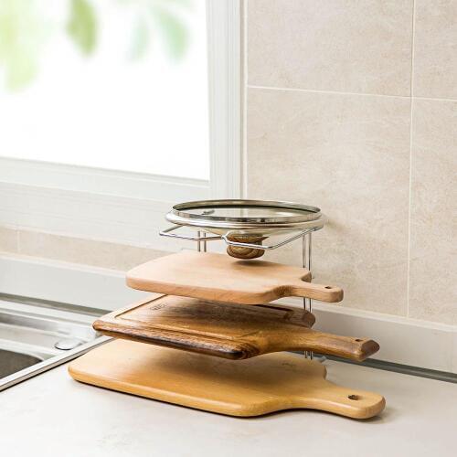 Stainless Steel Kitchen Rack Cutting Board Holder Pan Cover Storage Shelf Pot Lid Organizer Stand Dish Rack Kitchen Organizer