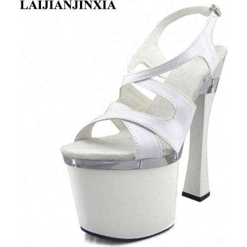 LAIJIANJINXIA Women New 18cm Square High Heels Platform Sandals Night Club Party Wedding Dress Dancing Shoes Pole Dance Shoes