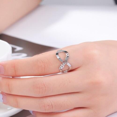 Lemegeton Customized Infinity Couple Rings For Women Men Personalized stainless steel Ring Friendship Open Rings Jewelry