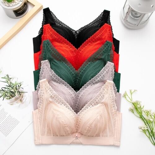 Maidy 2020 New Style Fashion Women Bra Sexy Lace Push Up 3/4 Cup Wire Free Female Underwear Ladies Lingerie 34A-40B