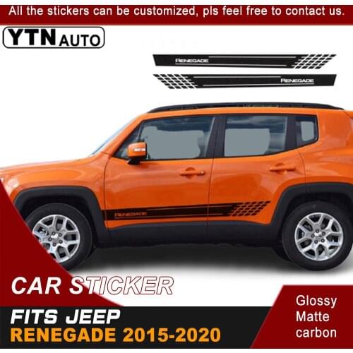 Car Decals 2pcs For Jeep Renegade 2015 2016 2017 2018 2019 2020 Side Body Stripe Styling Graphic Vinyl Cool Sticker Customized