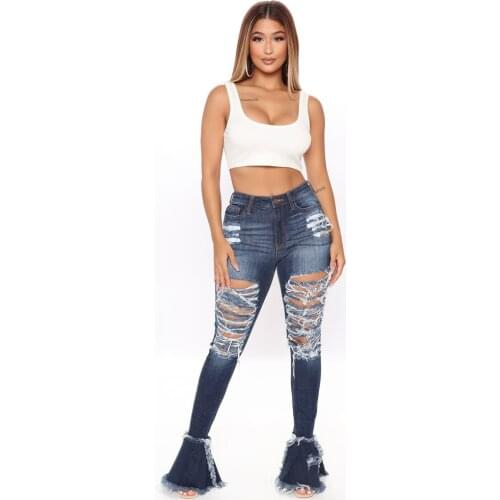 OKAYOASIS Womens Ripped Jeans