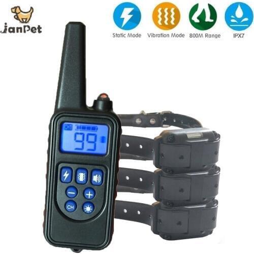 Dog Training Collar Rechargeable Waterproof 800 meters Remote Electronic Shock Training Collars Stop Barking LCD Display