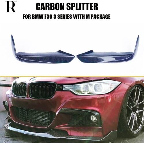 1 Pair Carbon Fiber Front Bumper Upper Side Splitter Apron for BMW F30 3 Series 320 328 335 340 with M Package 12 - 18