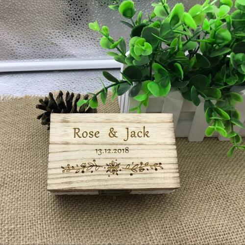 Personalized Wedding /Valentines Engagement Wooden Ring Bearer Box Rustic Wedding Ring Box Holder ,Custom Ring Box