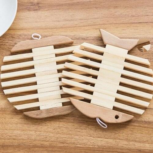 Placemat Wood Heat Resistant Pad Bowl Cup Coaster Tableware Holder Insulation Hot Drain Pot Non-slip Kitchen Cooking Mats