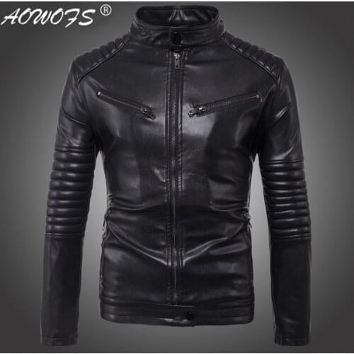 Dropshipping Leather Jacket Men Autumn Slim fit Faux leather jacket Motorcycle Bomber Leather Jackets Coats Big Size 5XL