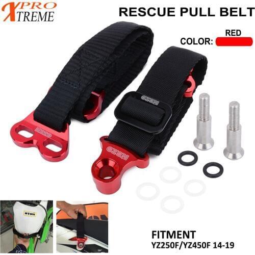 Motorcycle Red Front & Rear Rescue Strap Bundle Tie Band For YAMAHA YZ250F YZ450F YZ 250F 450F 2014 2015 2016 2017 2018 2019