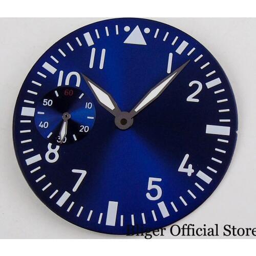 Blue 38.9MM Nologo Watch Dial + Watch Hand Fit 6497 Hand Winding Movement