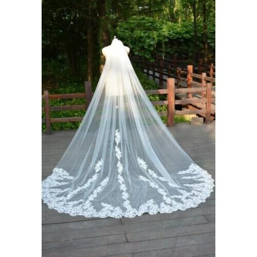 Wedding Veil Lace Veil White Or lvory Cathedral Veil One Layer Veil Bridal veil With Comb Wedding Accessories