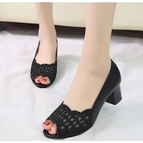 Open Toe Pumps Black High Heels Dress Shoes Summer Sandals White Wedding Shoes Hollow Out Pumps Peep toe Boat Shoes