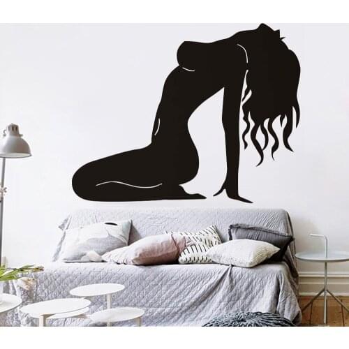Nude Sex Lady Pose Silhouette Vinyl Wall Sticker Modern Sexy Woman Wall Decal Bedroom Decoration Vinyl Waterproof Wallpaper
