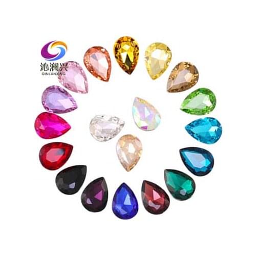 Factory sales DR shape pointback High quality Glass loose rhinestones,nail art stone for Diy Clothing accessories